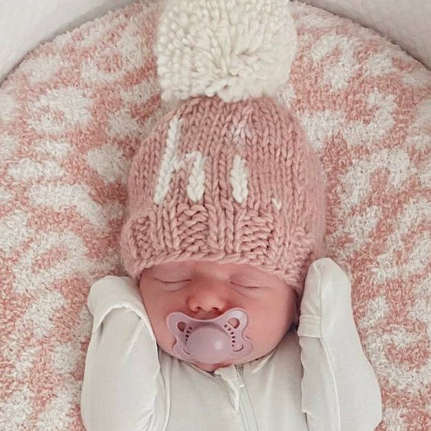 Hi. Rosy Hand Knit Beanie Hat for Baby - Image 3