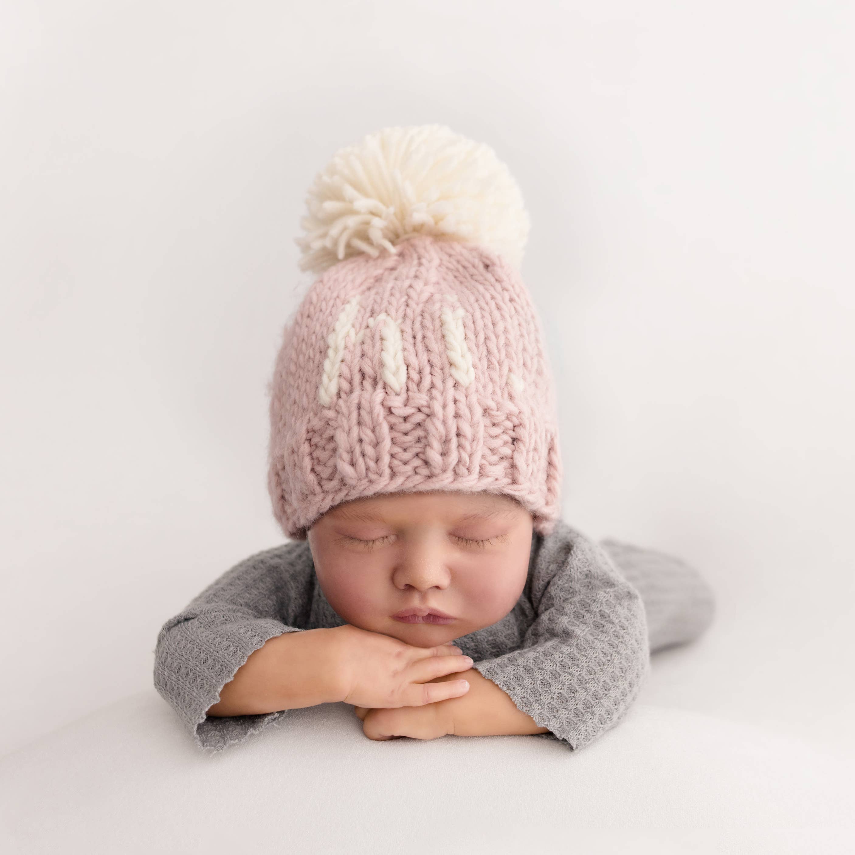 Hi. Rosy Hand Knit Beanie Hat for Baby - Image 4