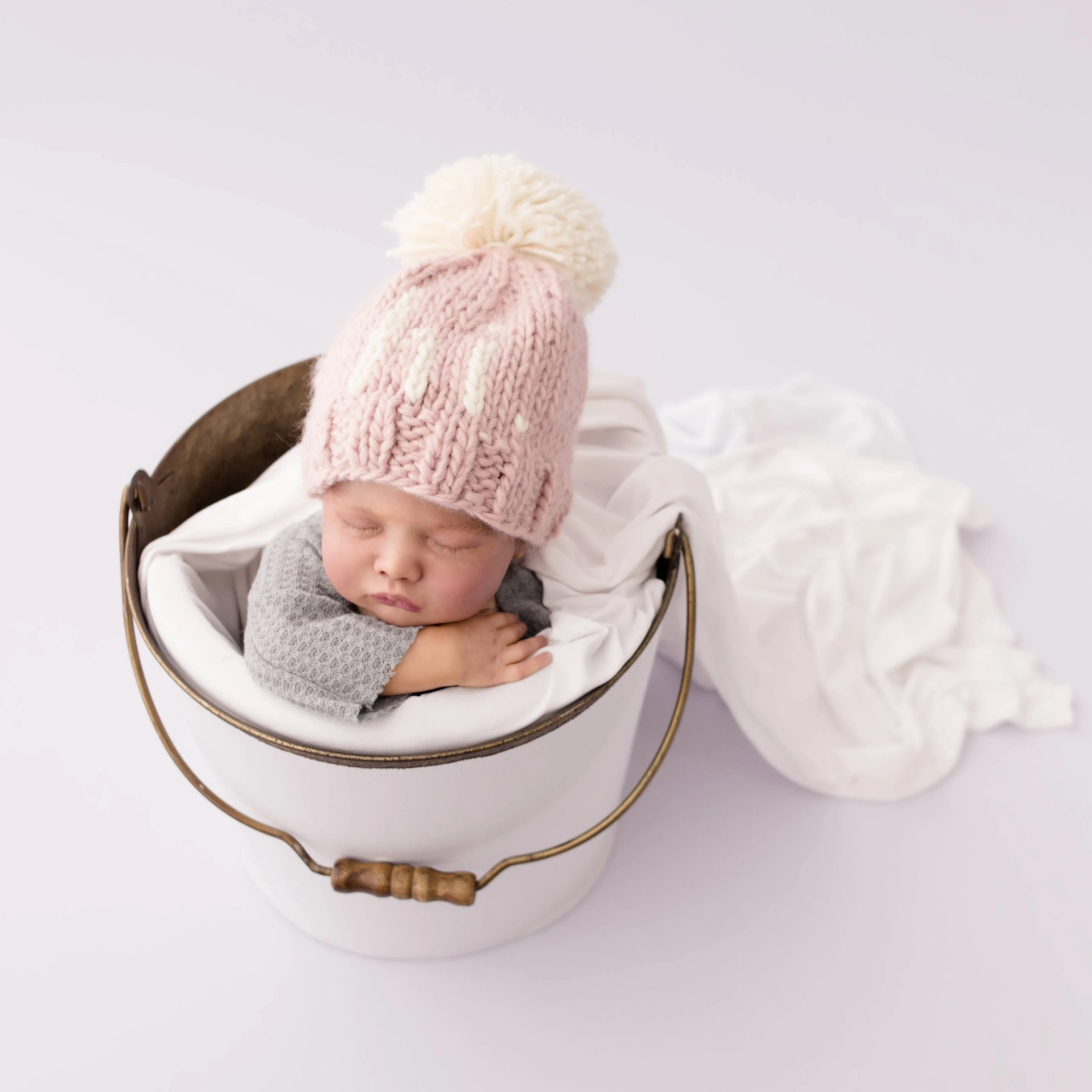 Hi. Rosy Hand Knit Beanie Hat for Baby - Image 5