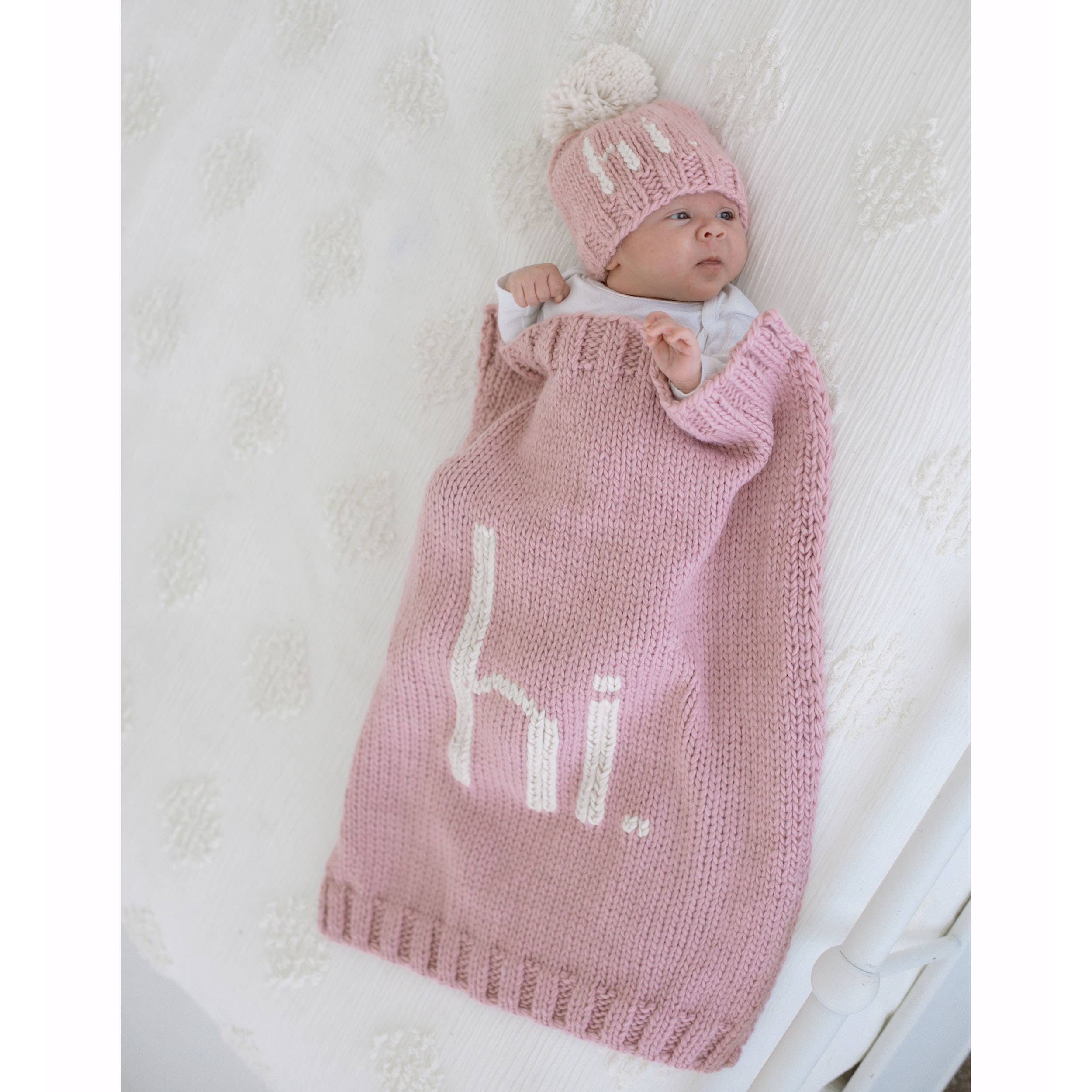 Hi. Rosy Hand Knit Beanie Hat for Baby - Image 6