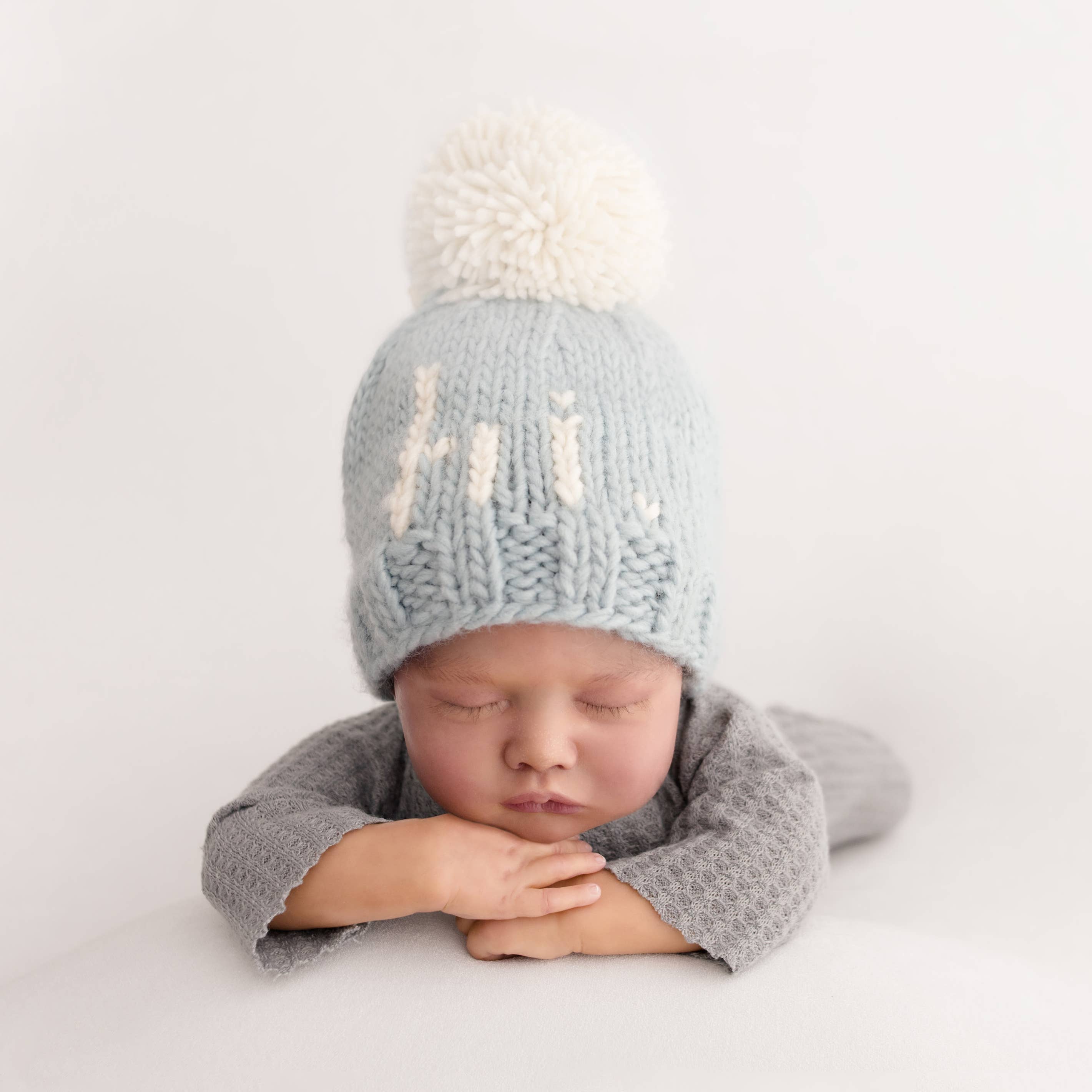Hi. Surf Blue Hand Knit Beanie Hat for Baby - Image 2