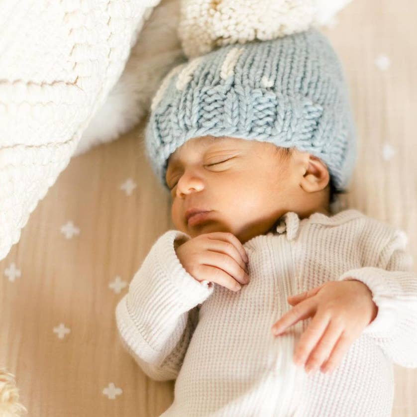 Hi. Surf Blue Hand Knit Beanie Hat for Baby - Image 5