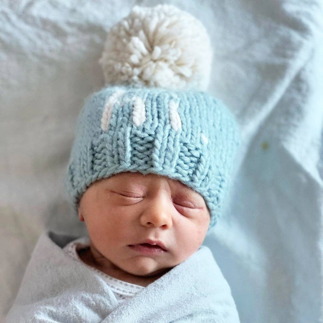 Hi. Surf Blue Hand Knit Beanie Hat for Baby - Image 6