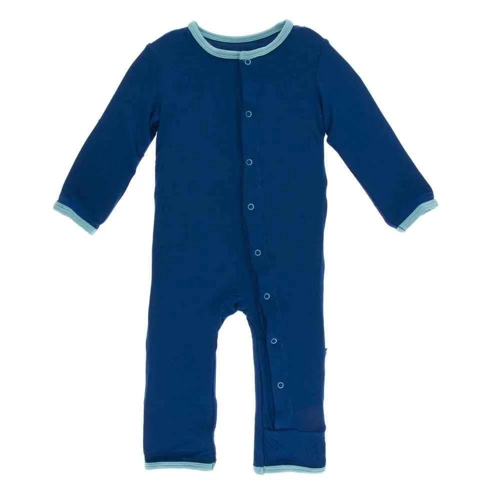 Holiday Bamboo Layette Applique Coverall - Navy Menorah - Image 2