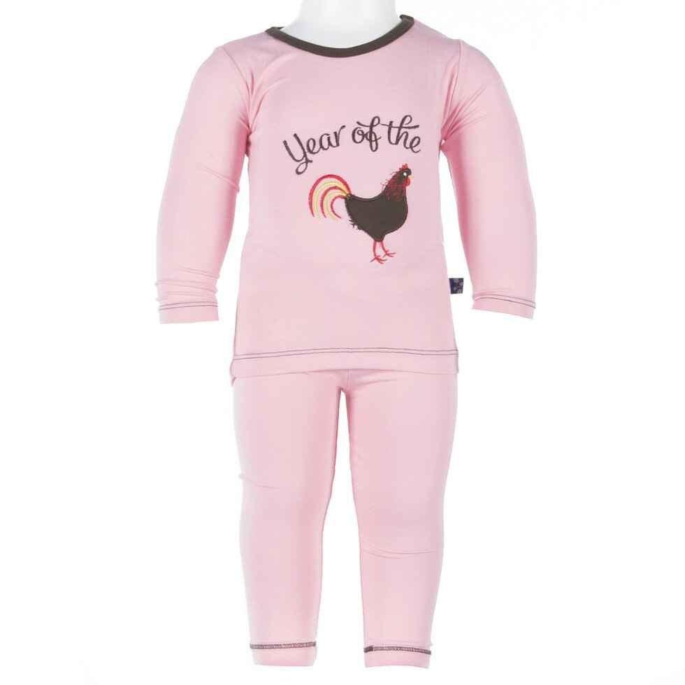 Girl's Holiday Bamboo Long Sleeve Applique Pajama Set, Lotus Year of the Rooster - Image 2
