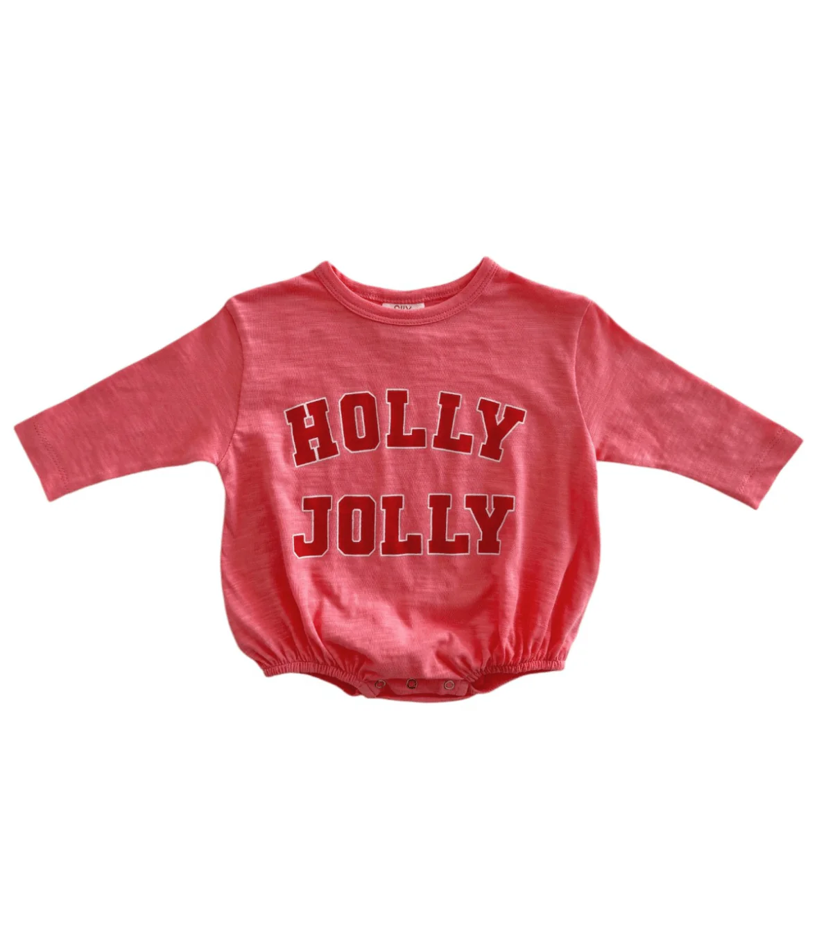 Organic Cotton Long Sleeve Bubble Romper - Holly Jolly - Image 3