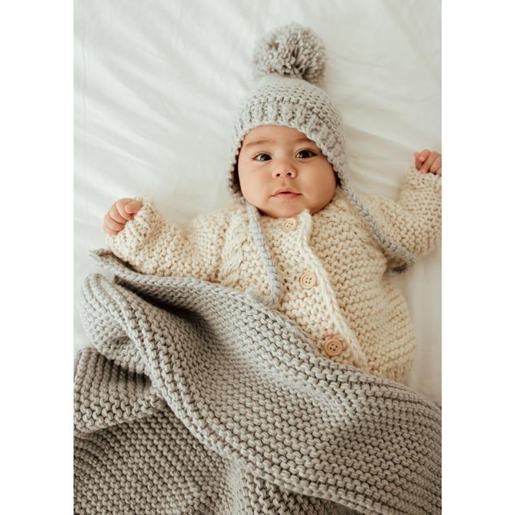 Garter Stitch Baby Blanket- Ice Grey - Image 2