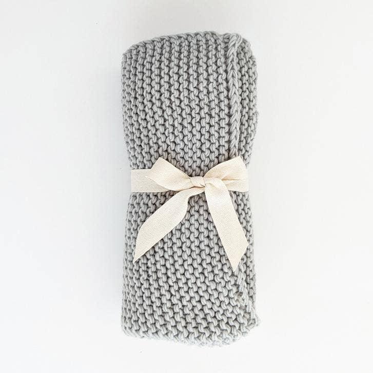 Garter Stitch Baby Blanket- Ice Grey - Image 3