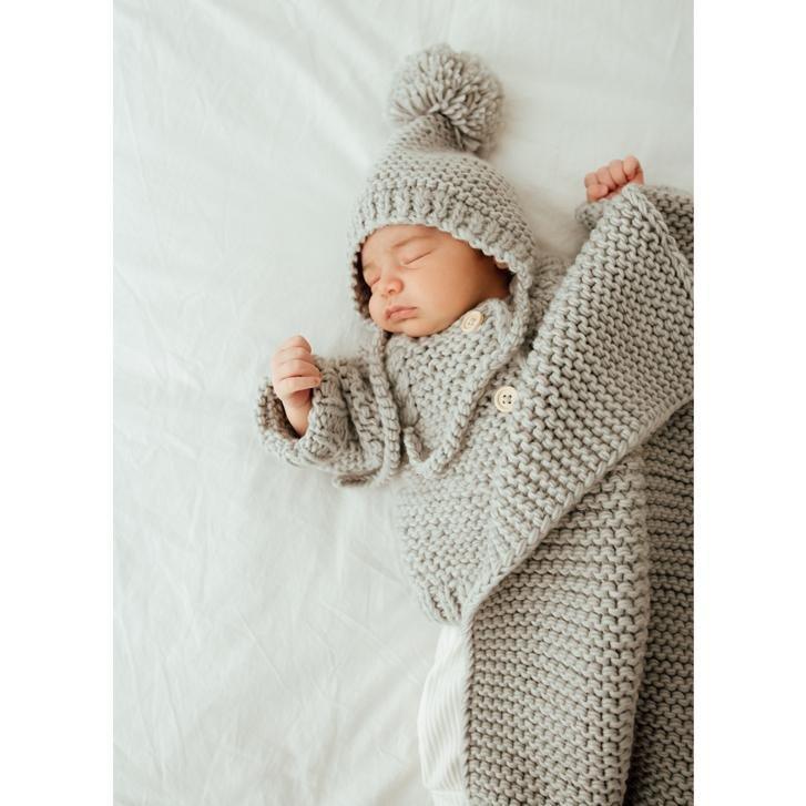 Garter Stitch Baby Blanket- Ice Grey - Image 5
