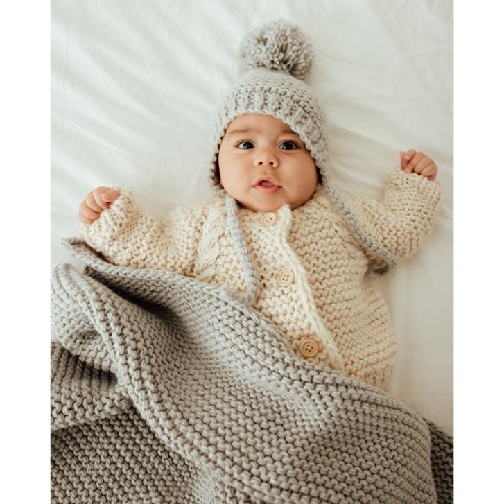 Garter Stitch Baby Blanket- Ice Grey - Image 6