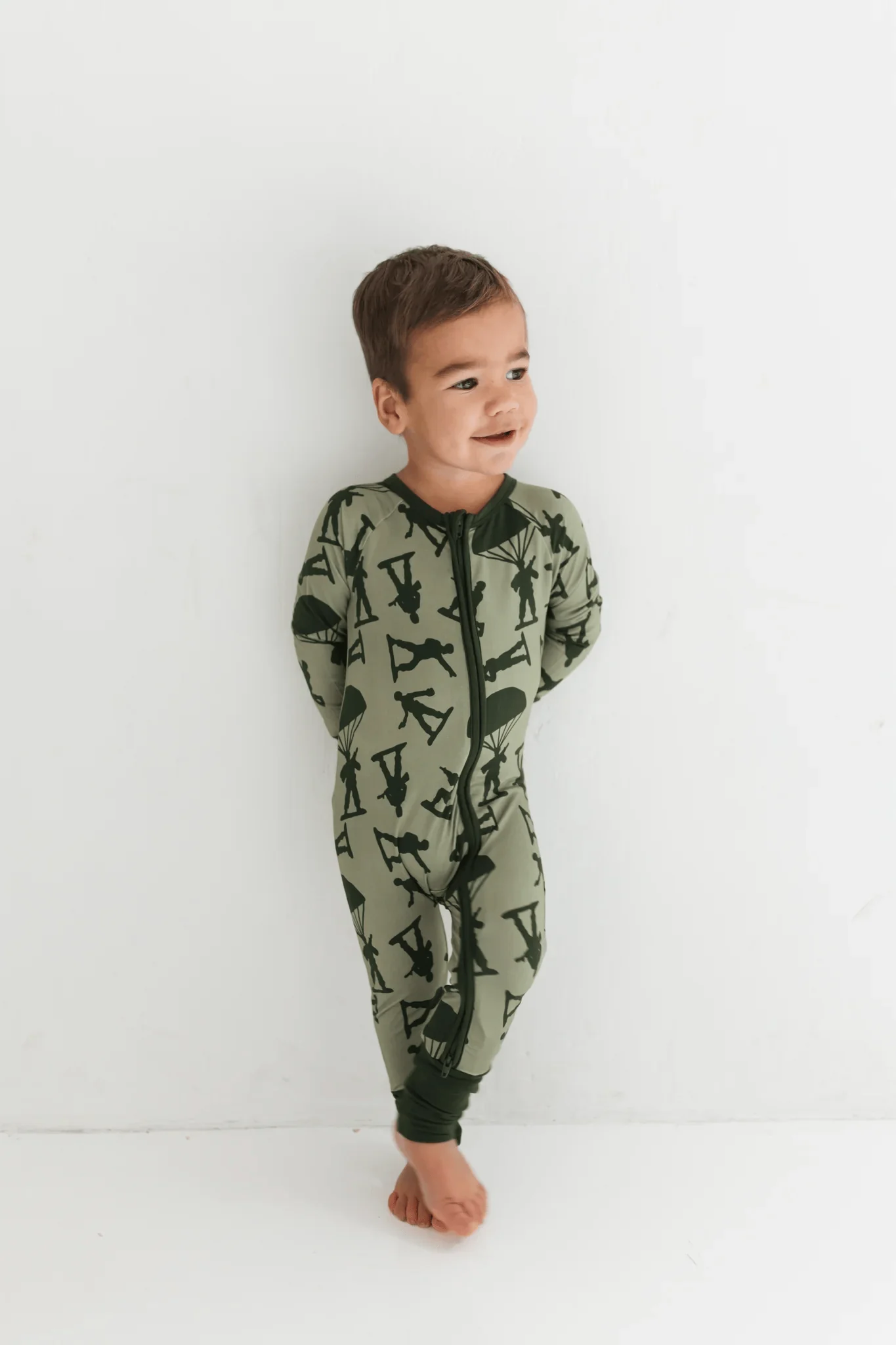 Bamboo Convertible Footie Romper - Army Men - Image 2