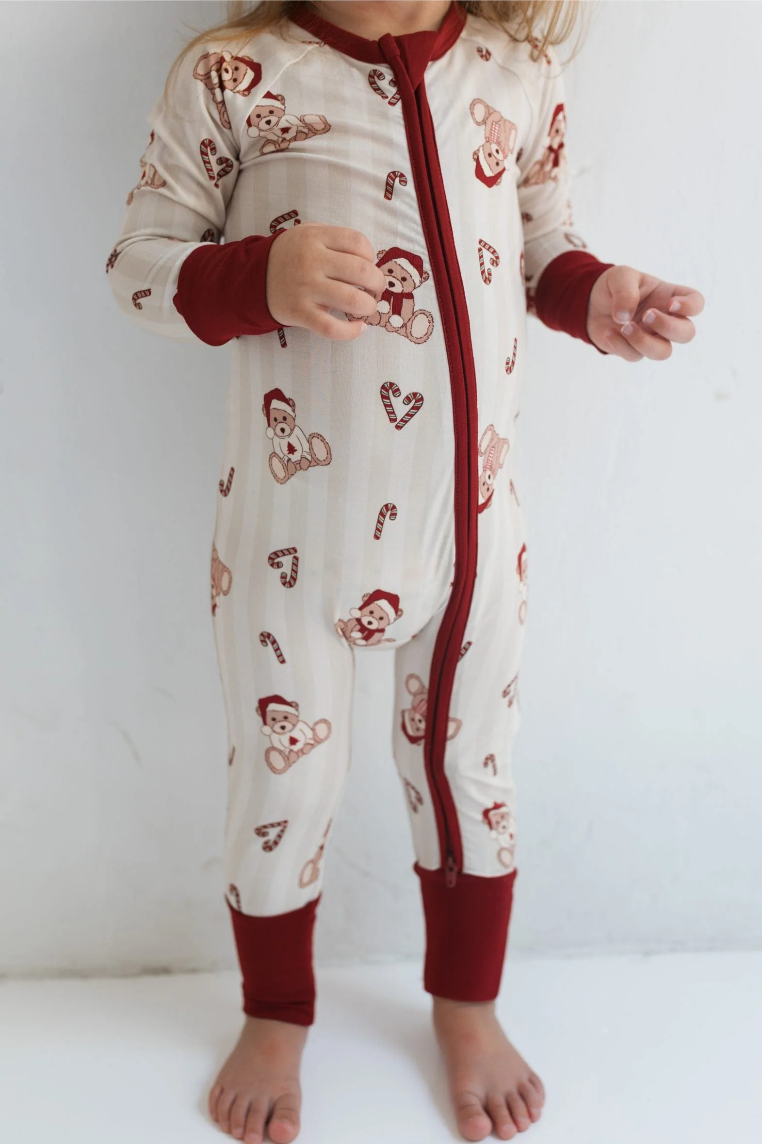 Bamboo Convertible Footie Romper - Bear-y Merry - Image 3