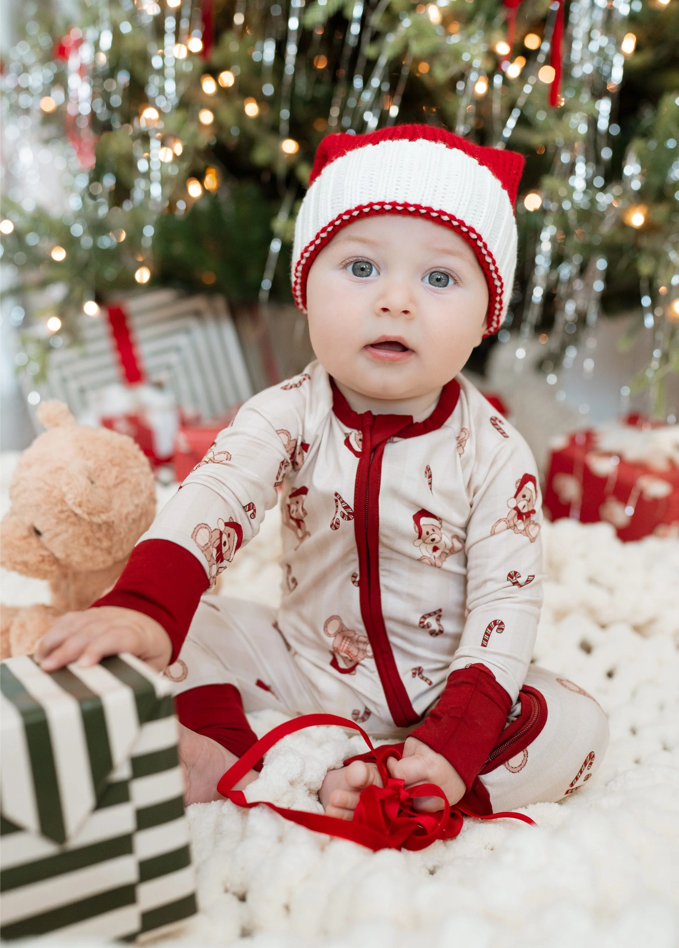 Bamboo Convertible Footie Romper - Bear-y Merry - Image 4