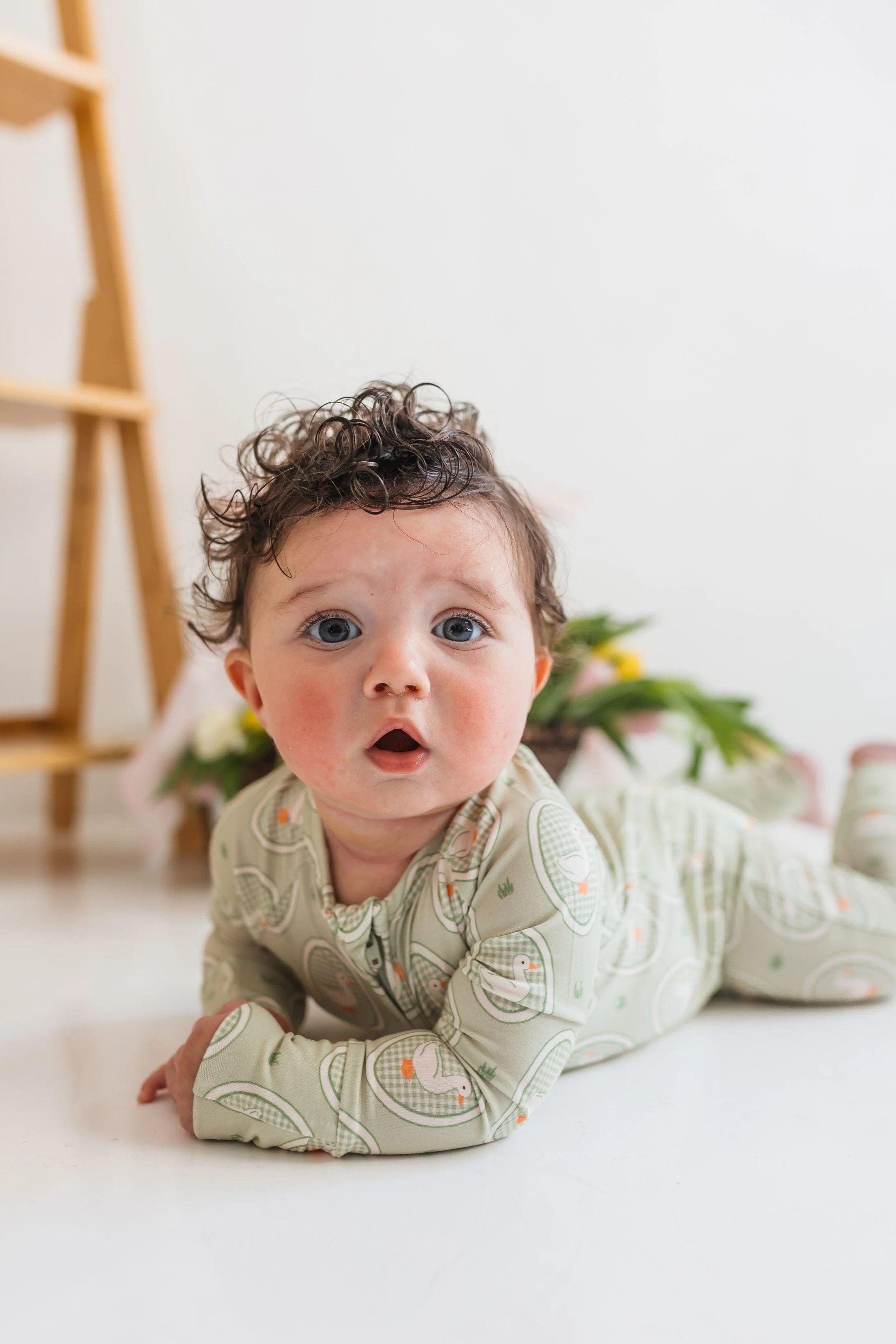 Bamboo Convertible Footie Romper - Green Little Goose - Image 2