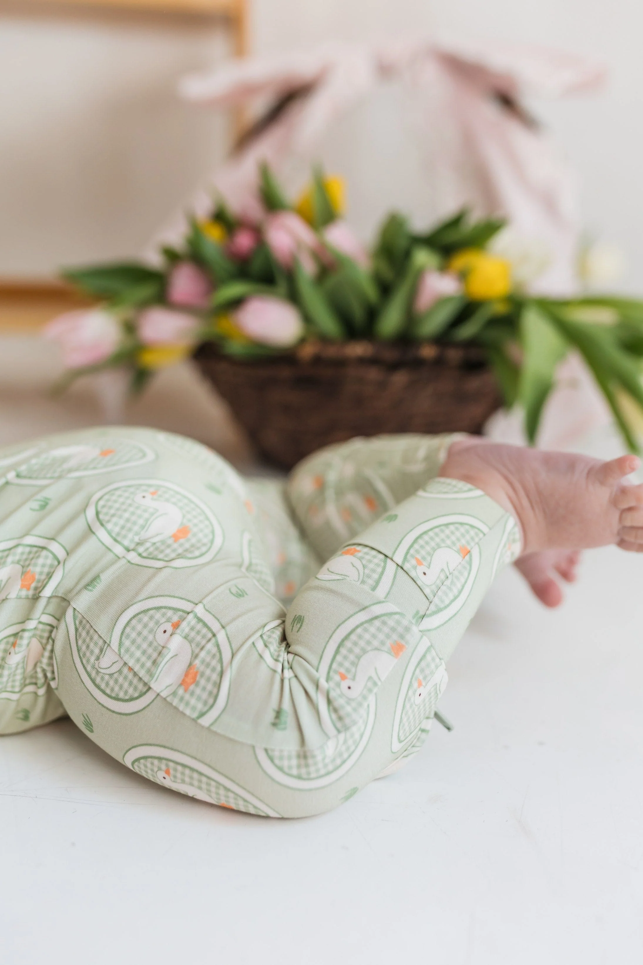 Bamboo Convertible Footie Romper - Green Little Goose - Image 3