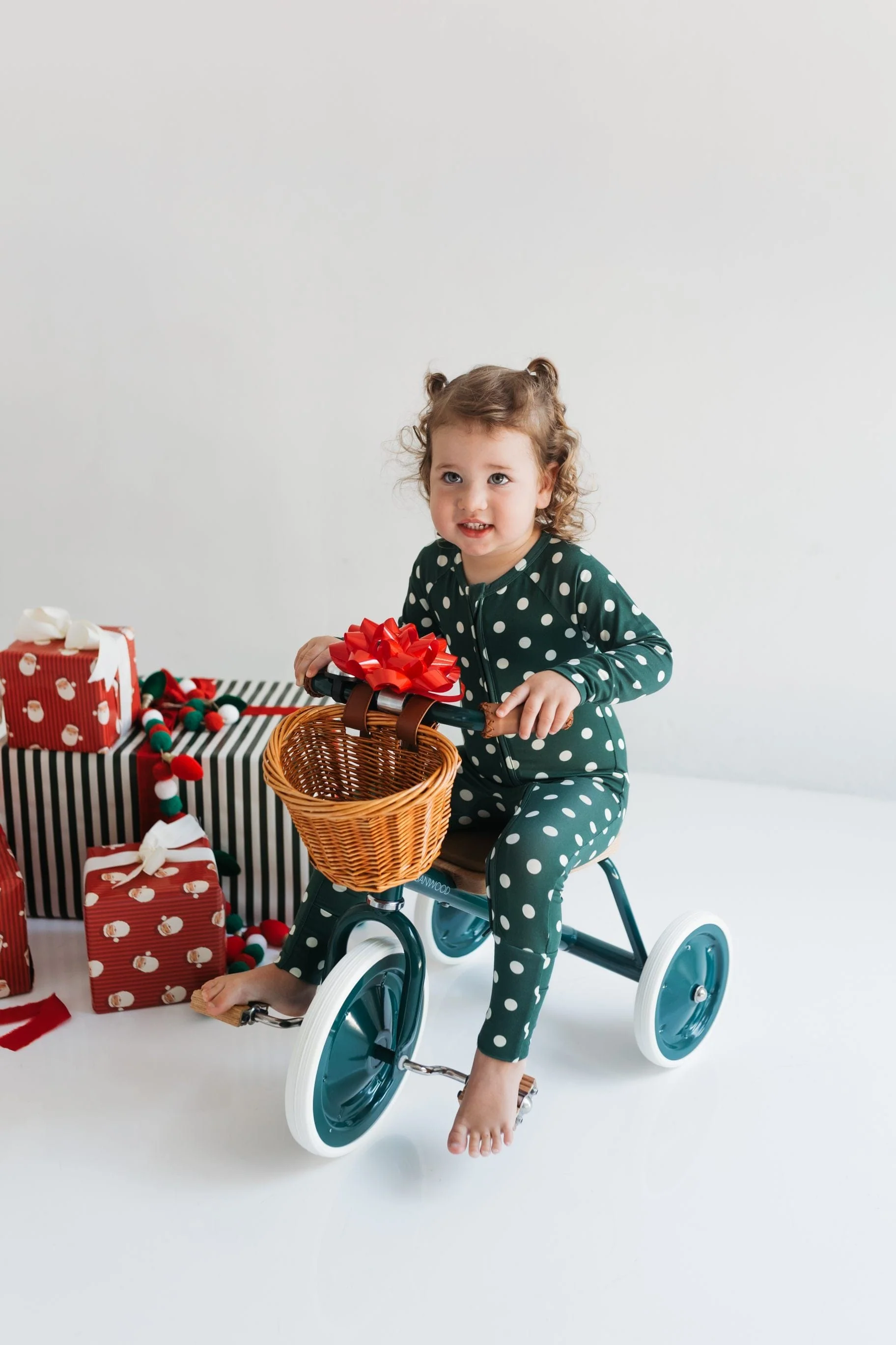 Bamboo Convertible Footie Romper - Green Polkadot - Image 3