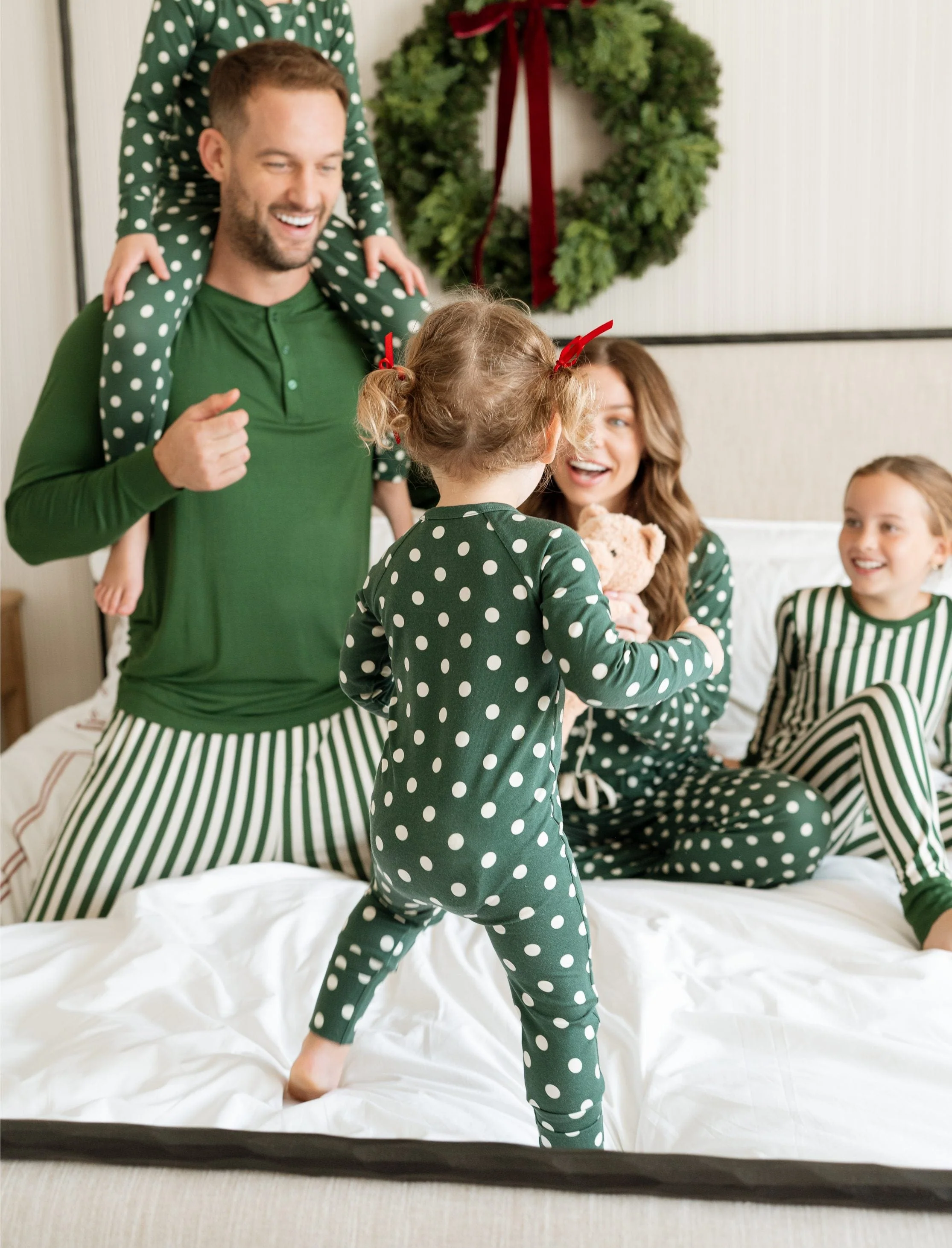 Bamboo Convertible Footie Romper - Green Polkadot - Image 5