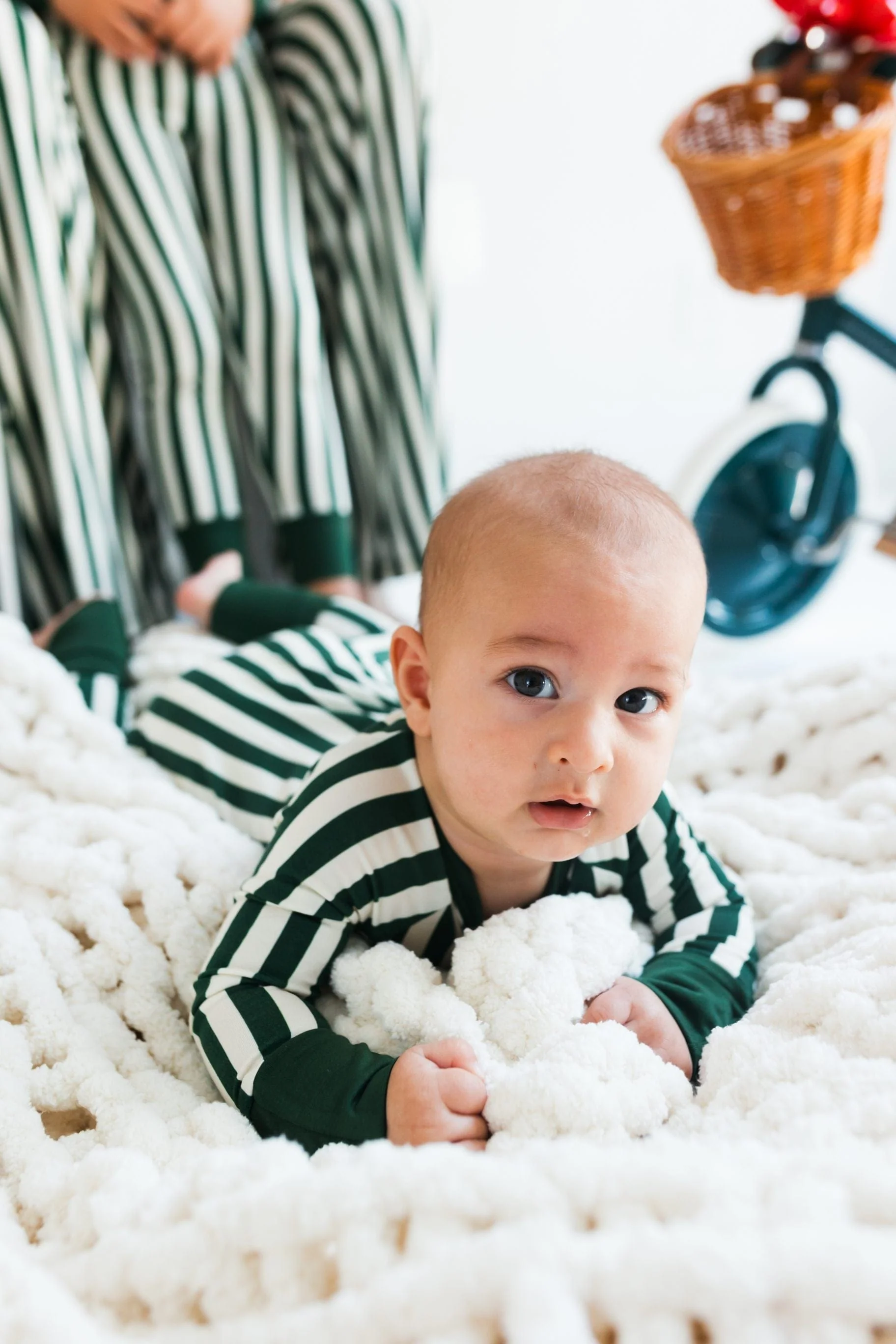 Bamboo Convertible Footie Romper - Green Stripe - Image 3