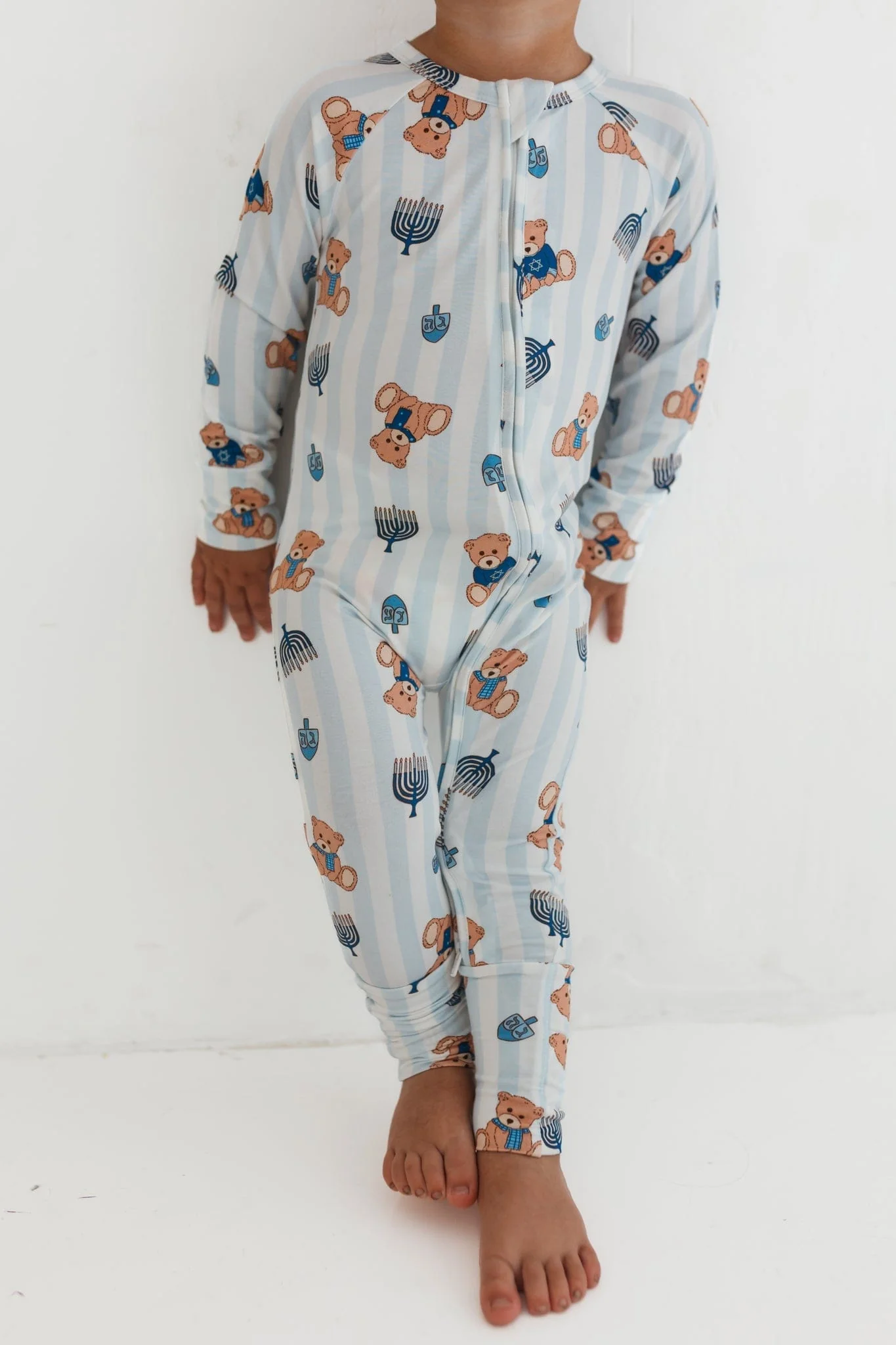 Bamboo Convertible Footie Romper - Hanukkah Bears - Image 3