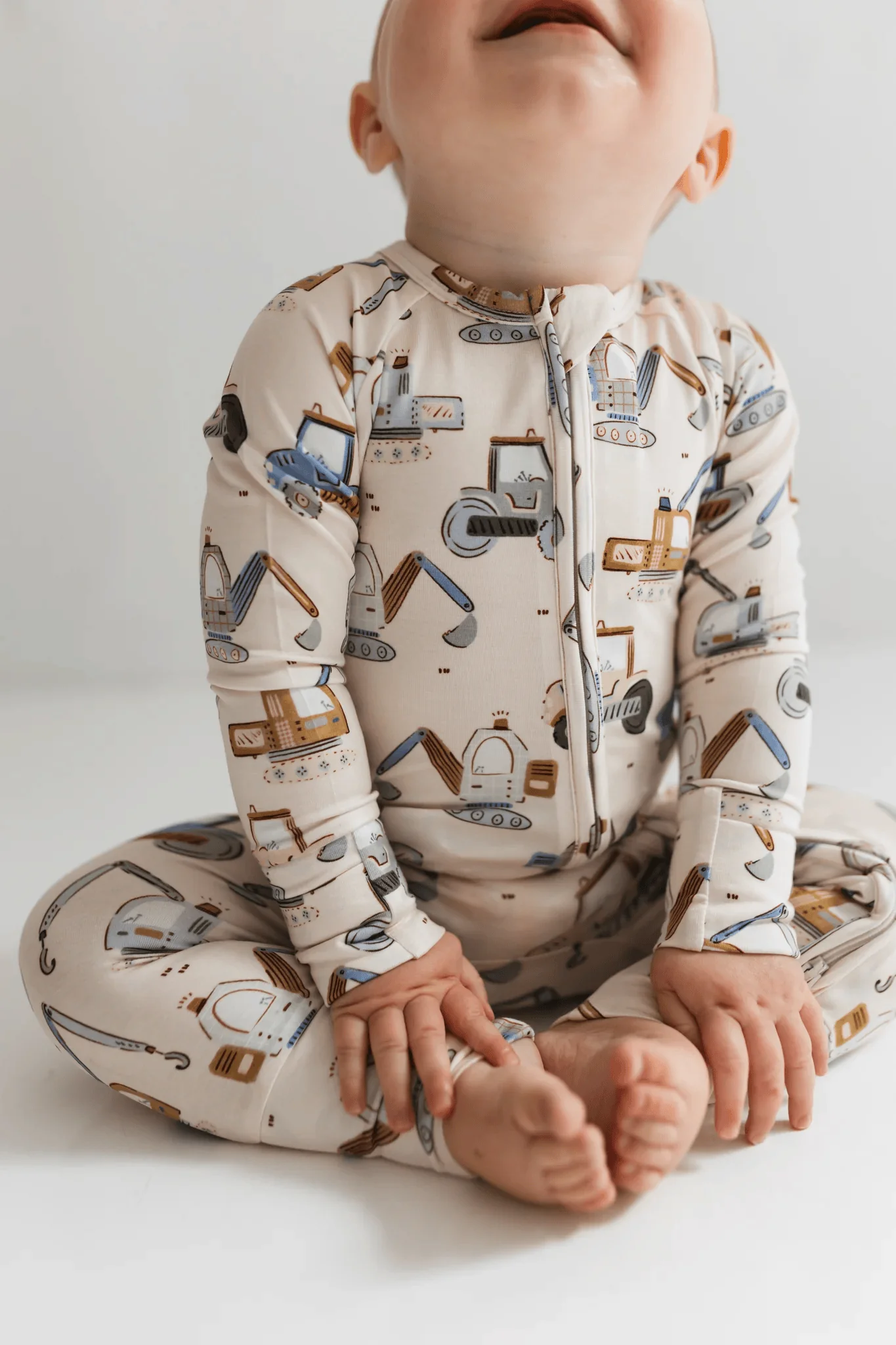 Bamboo Convertible Footie Romper - Little Excavator