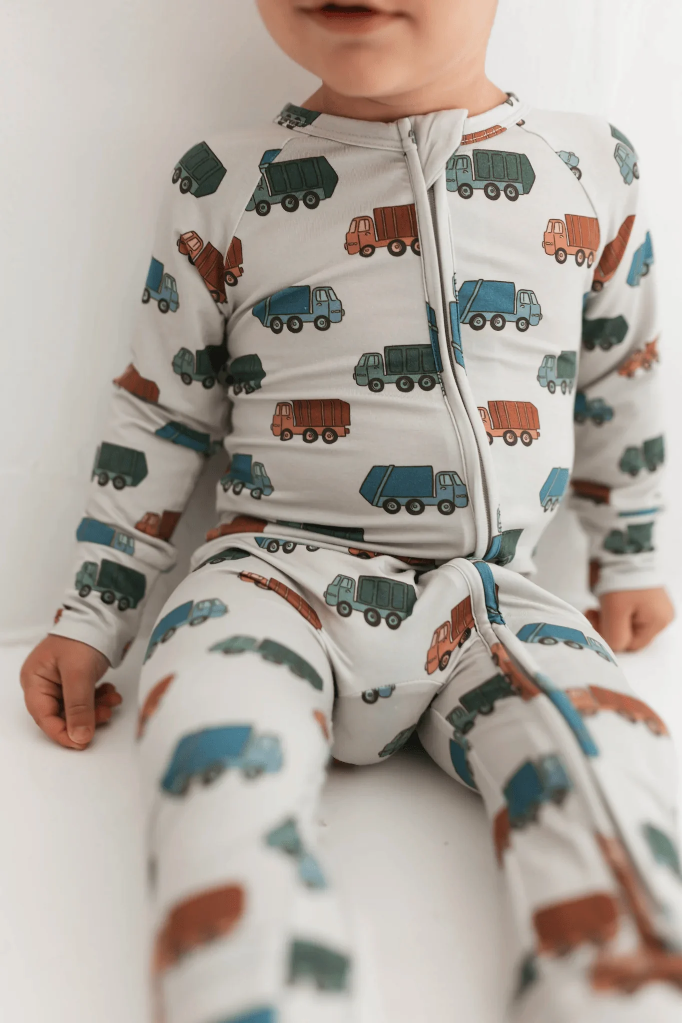 Bamboo Convertible Footie Romper - Trash Trucks - Image 2