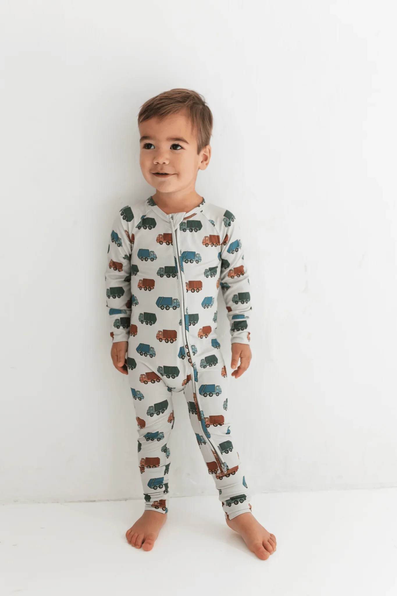 Bamboo Convertible Footie Romper - Trash Trucks - Image 3