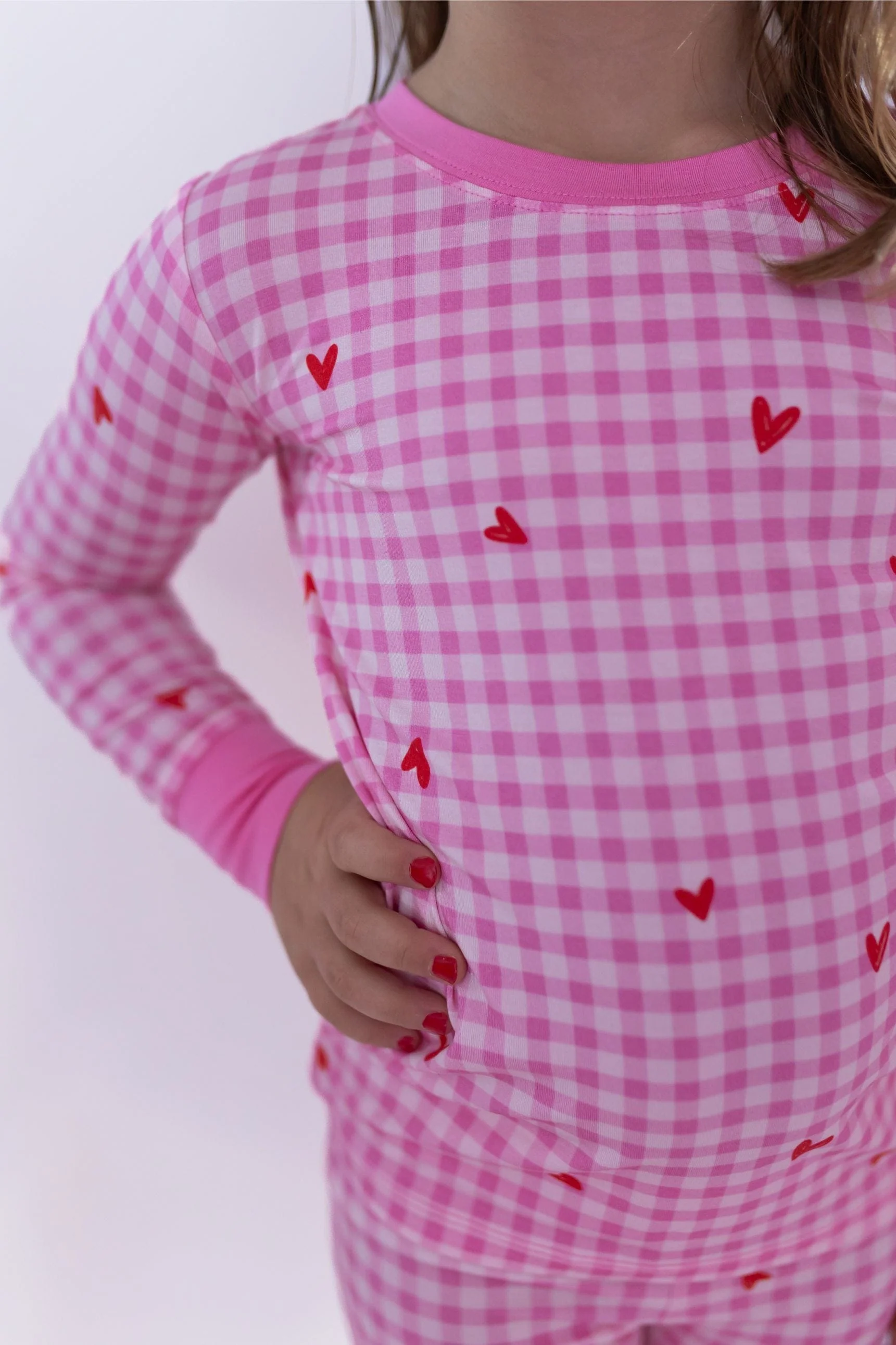 Bamboo Long Sleeve Pajama Set - Be Mine Gingham - Image 2