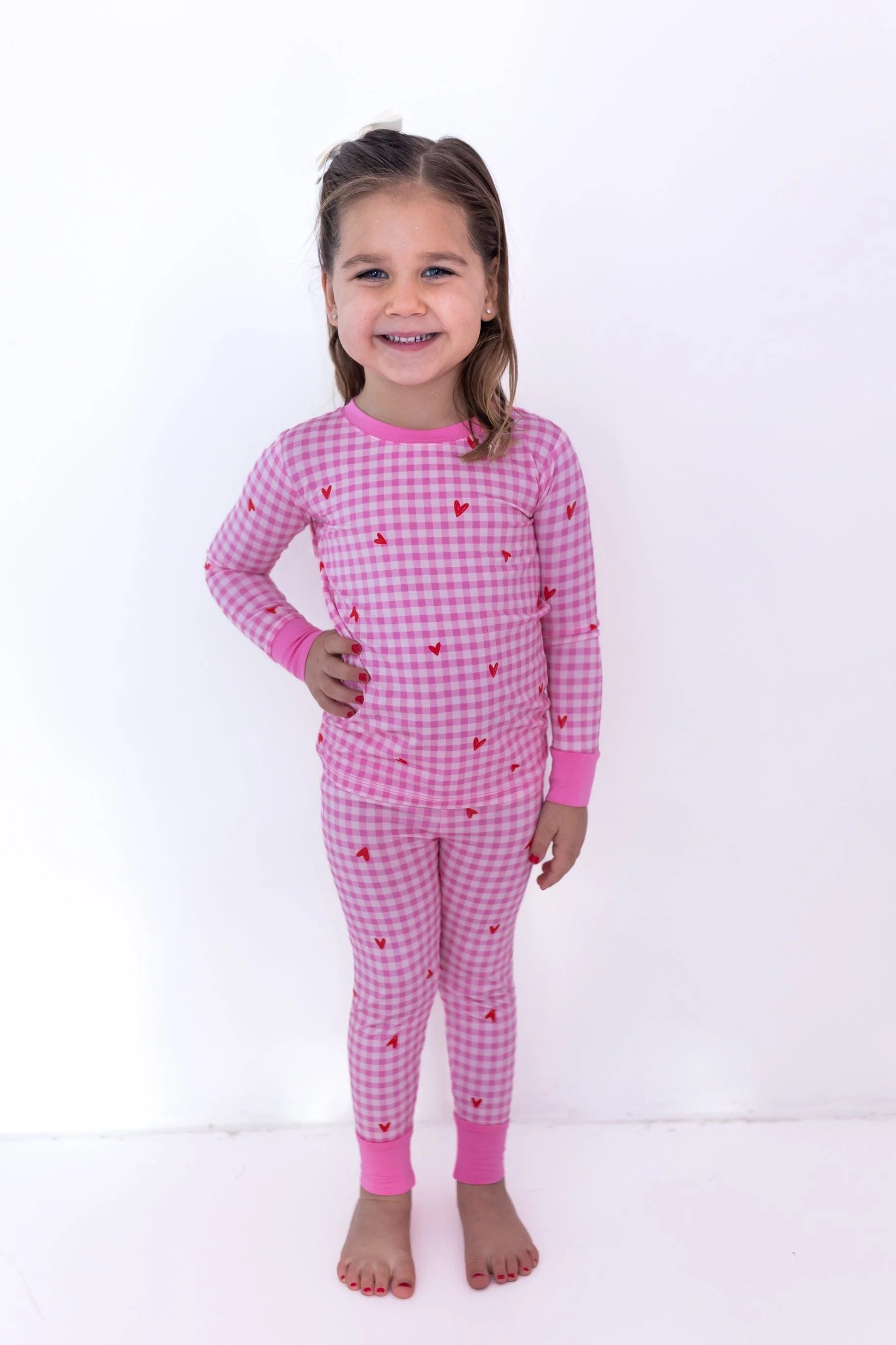 Bamboo Long Sleeve Pajama Set - Be Mine Gingham - Image 3