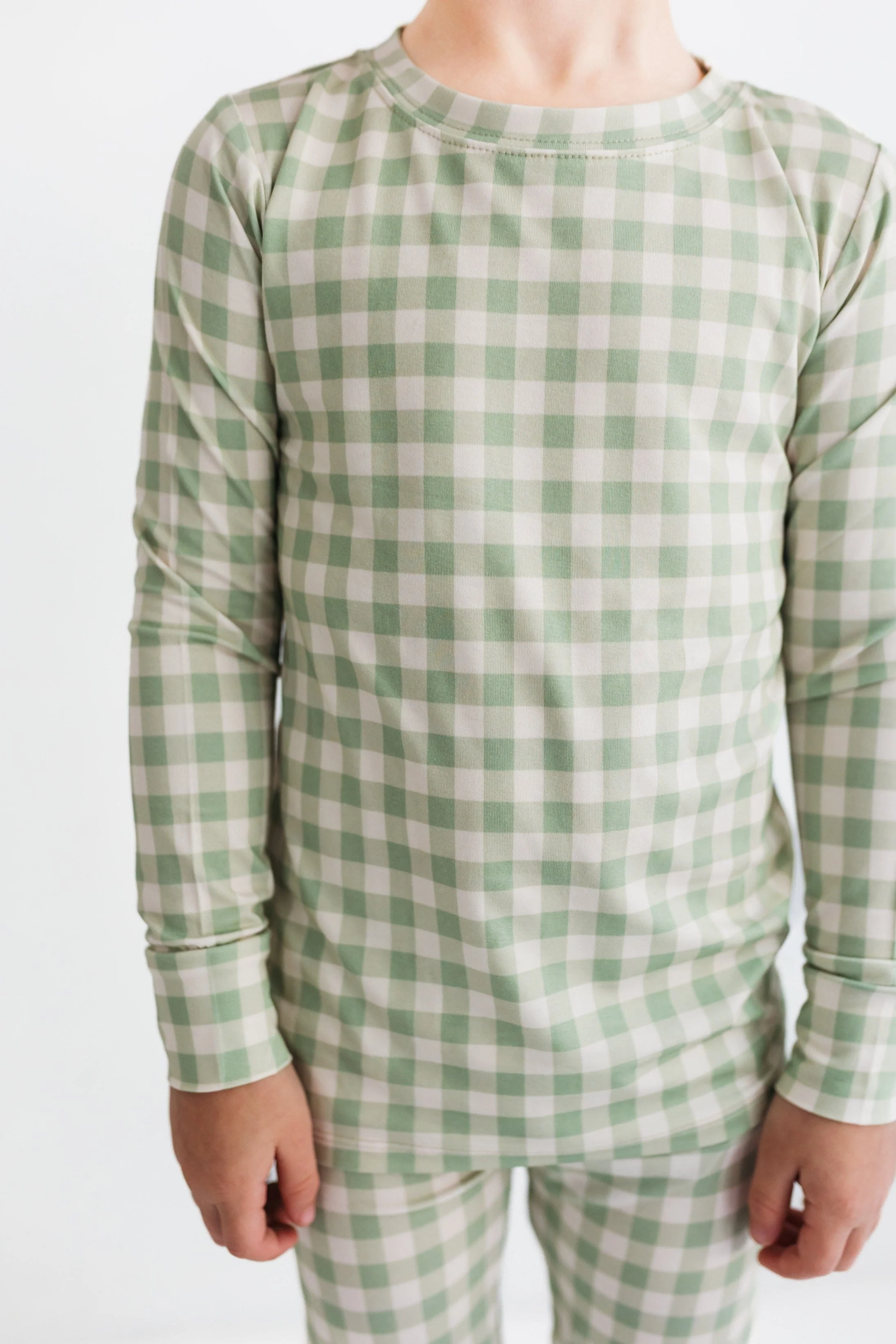 Bamboo Long Sleeve Pajama Set - Green Gingham