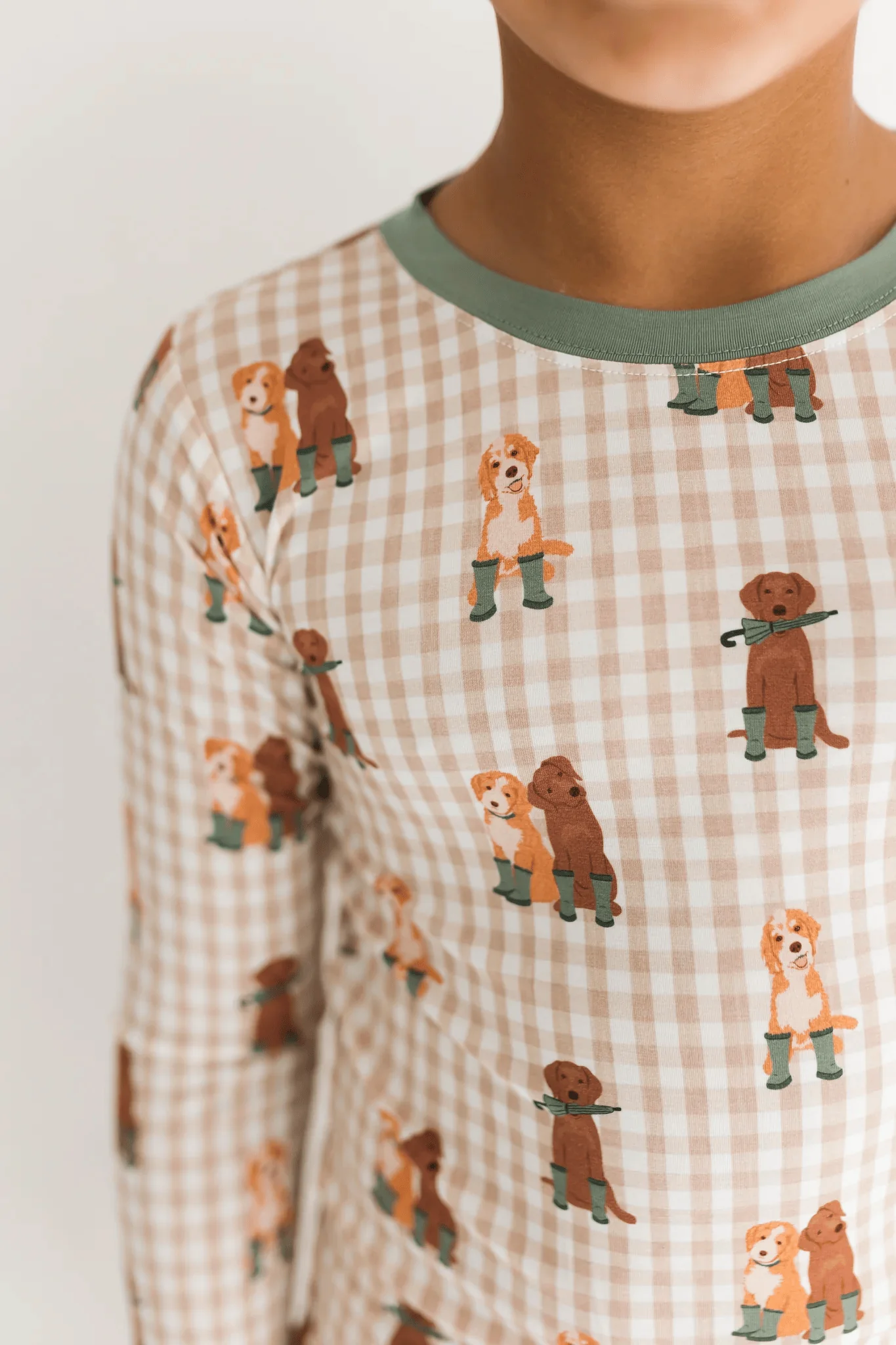 Bamboo Long Sleeve Pajama Set - Green Pup Friends - Image 2