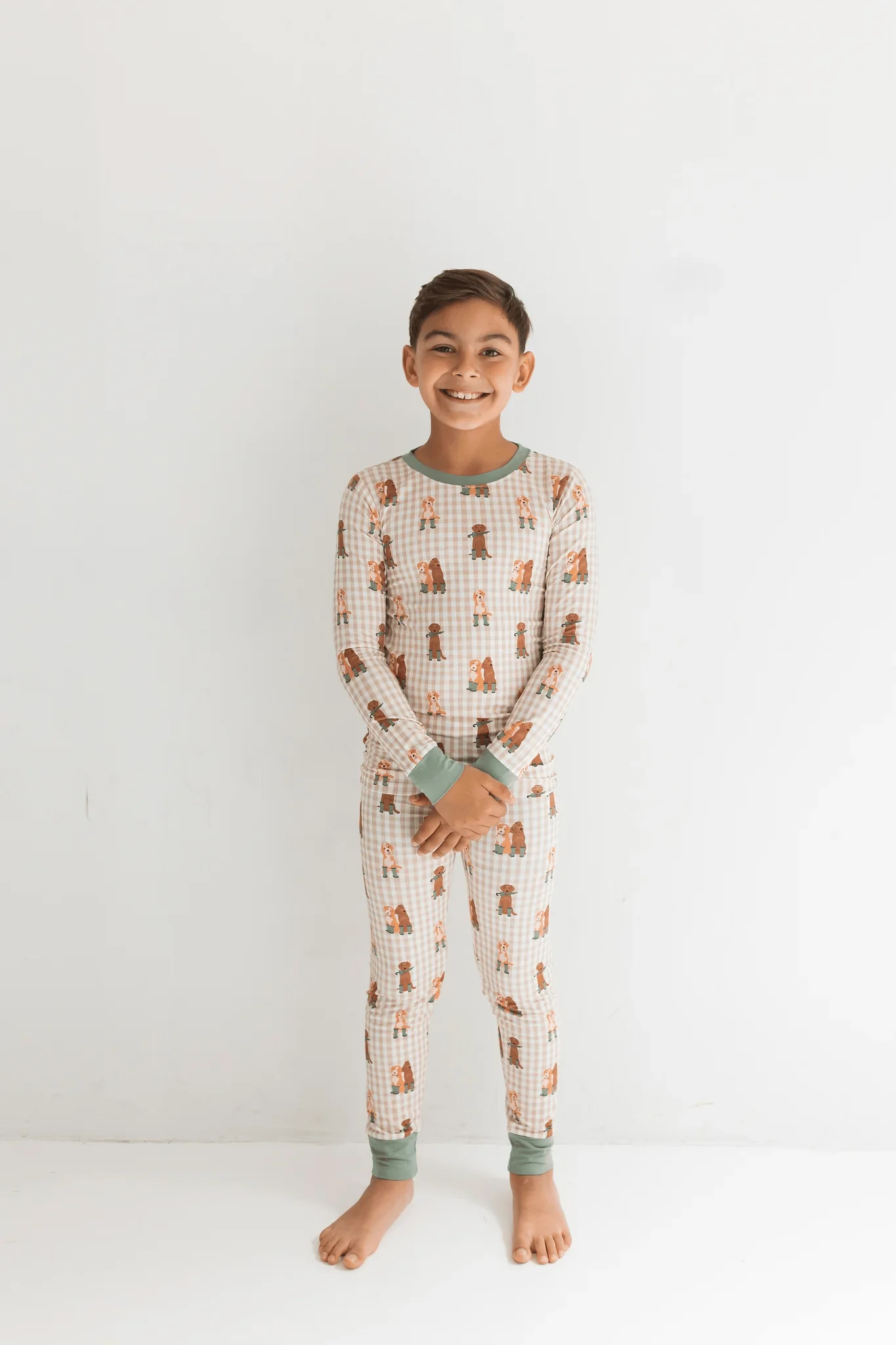 Bamboo Long Sleeve Pajama Set - Green Pup Friends - Image 3