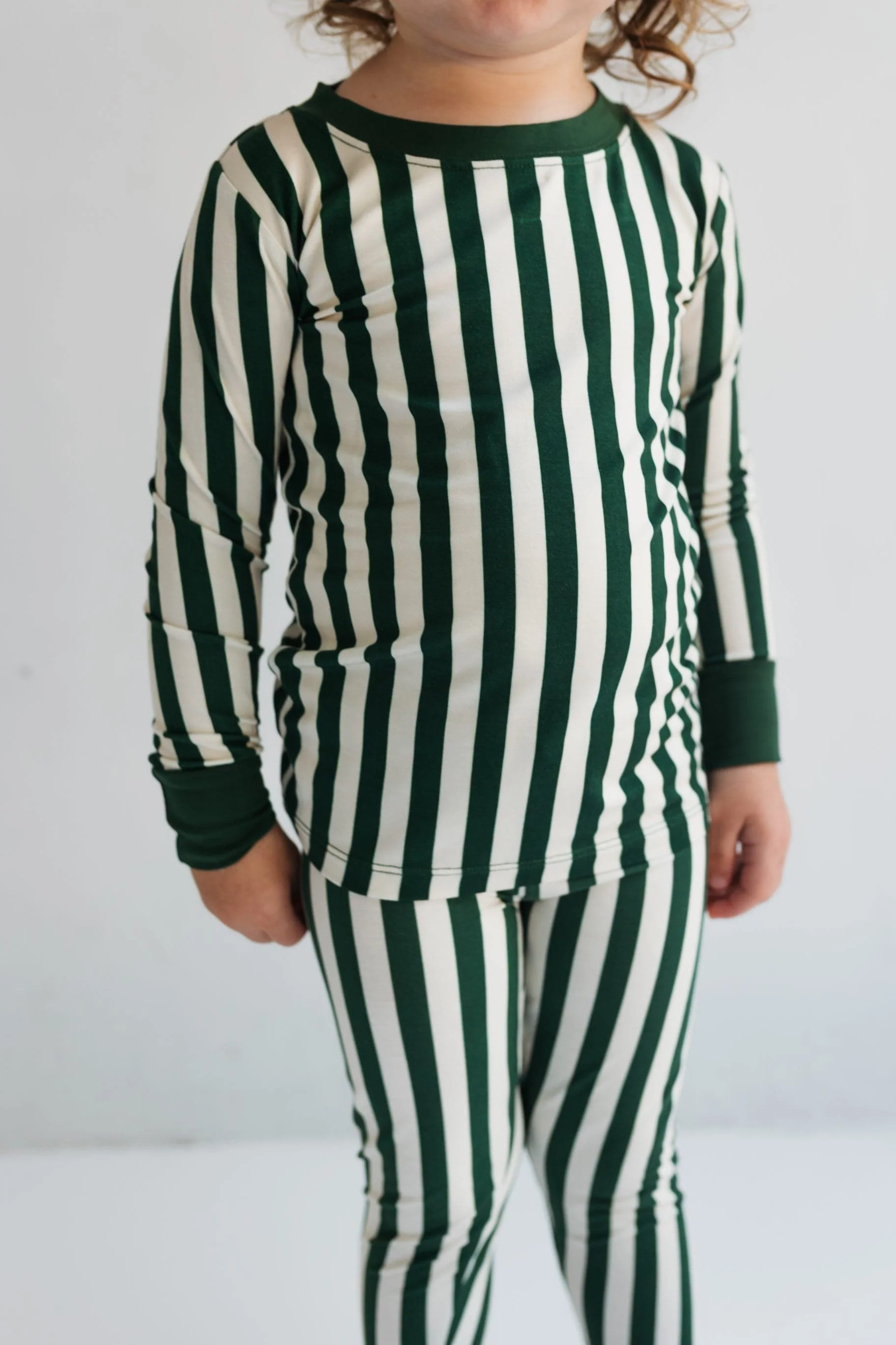 Bamboo Long Sleeve Pajama Set - Green Stripe - Image 2