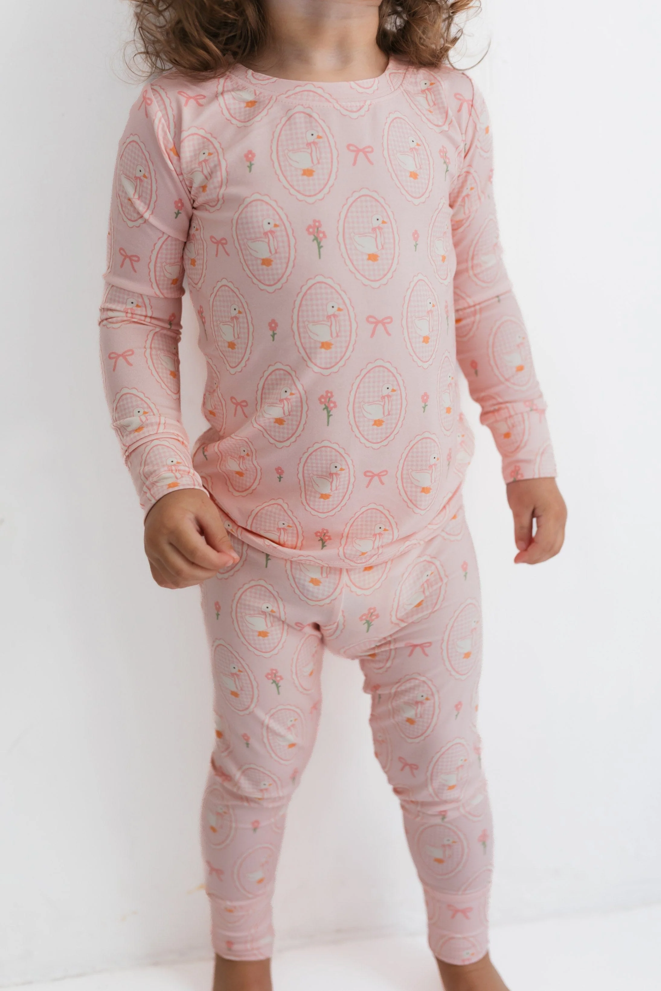 Bamboo Long Sleeve Pajama Set - Pink Little Goose - Image 3