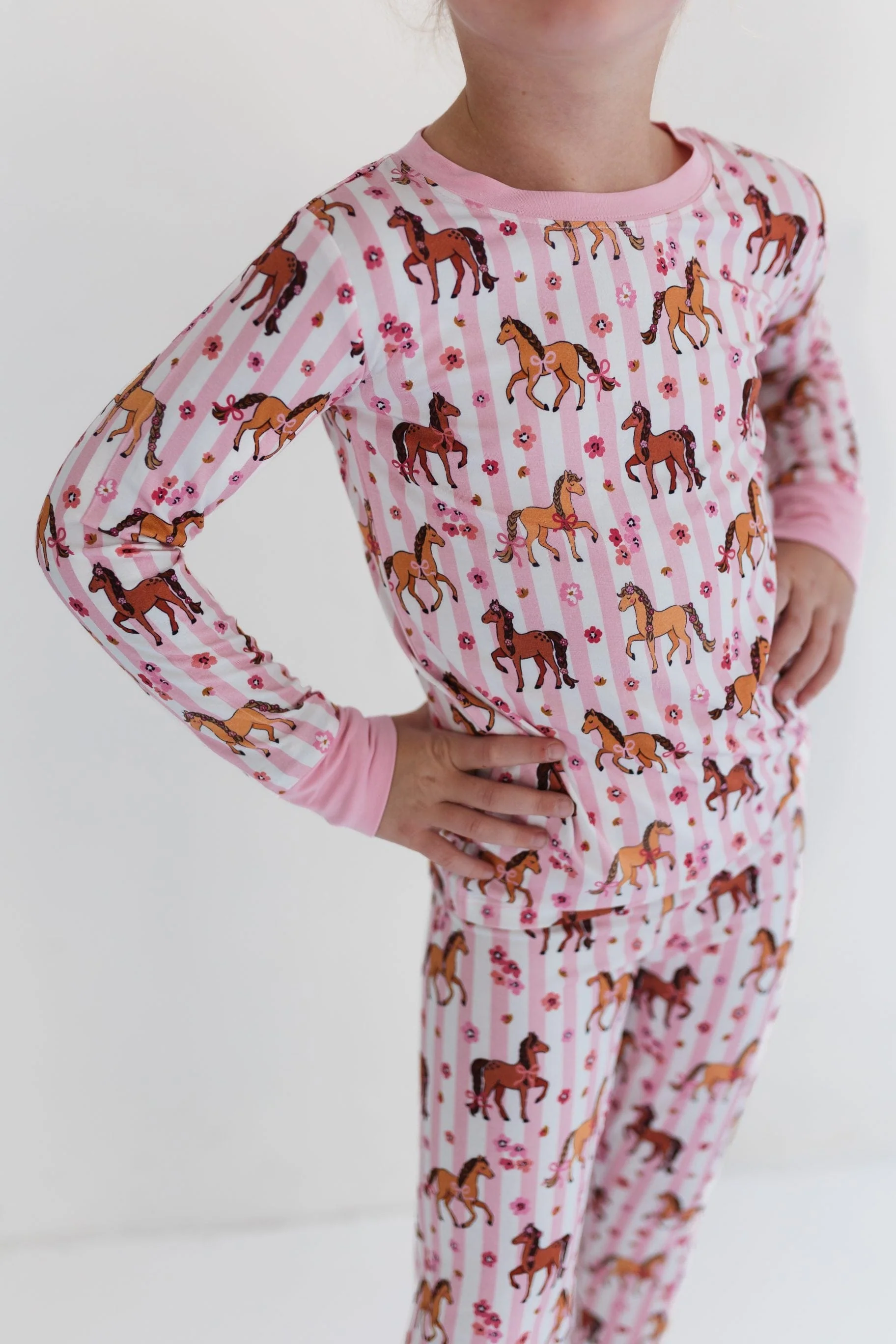 Bamboo Long Sleeve Pajama Set - Pink Pony - Image 2