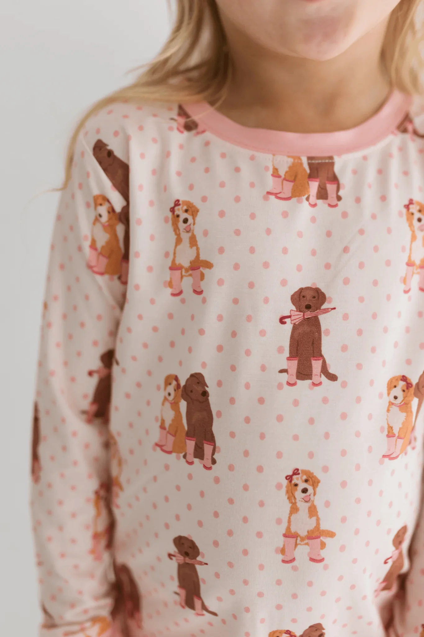 Bamboo Long Sleeve Pajama Set - Pink Pup Friends - Image 2