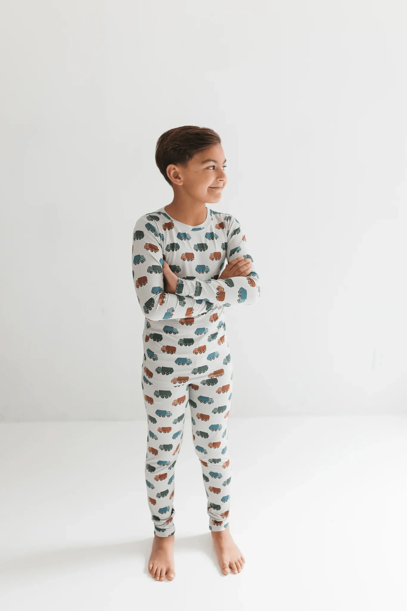 Bamboo Long Sleeve Pajama Set - Trash Trucks - Image 3