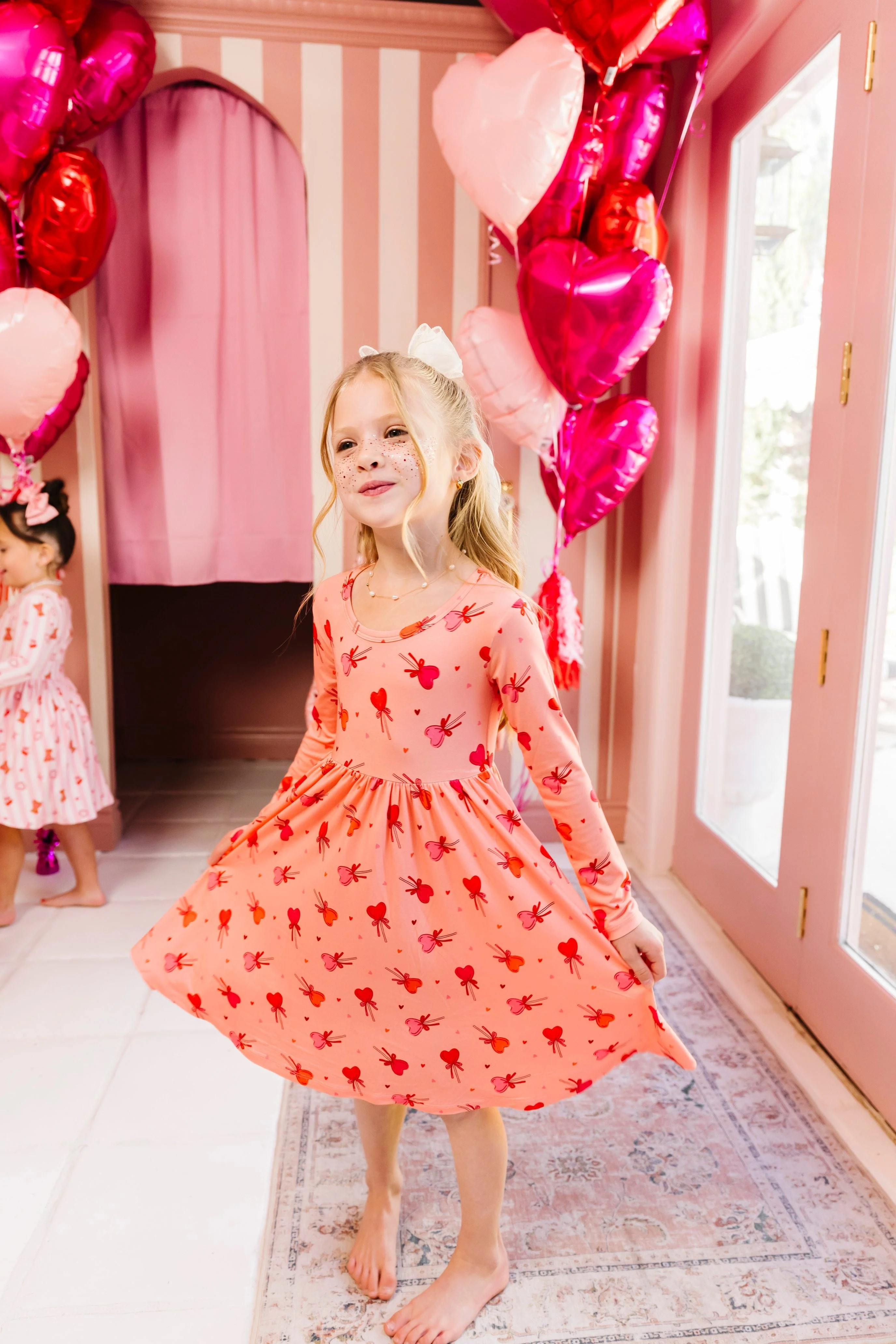 Bamboo Long Sleeve Twirl Dress - Pink Sugar Rush - Image 3