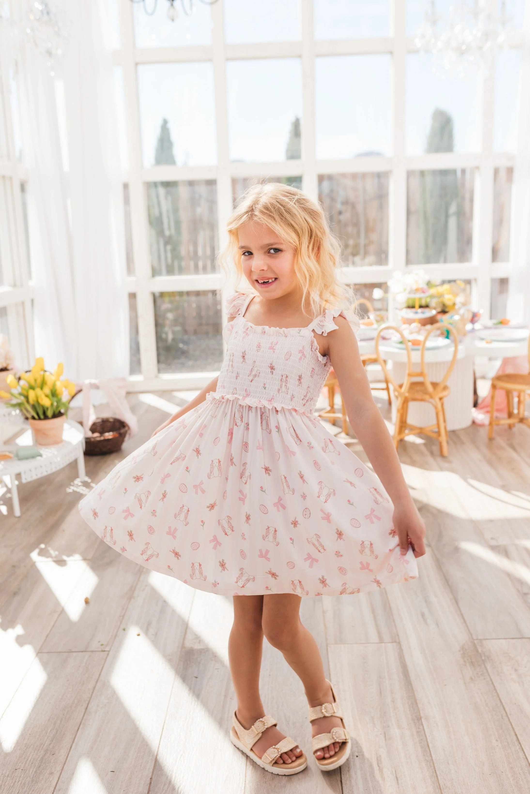Bamboo Smocked Twirl Dress - Rosie Rabbit - Image 2