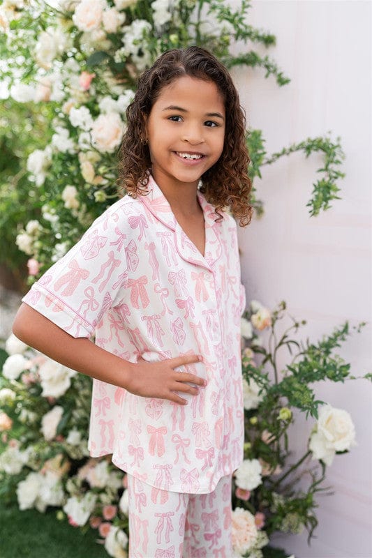 Bamboo Button Up Flare Set - Spring Floral Bows - Image 2