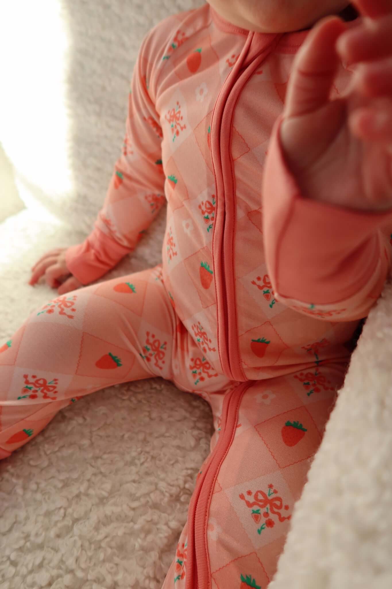 Bamboo Convertible Footie Romper - Berry Cute - Image 2