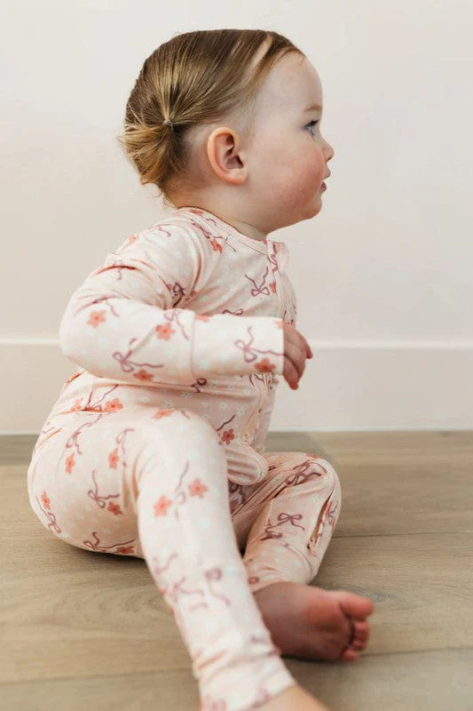 Bamboo Convertible Footie Romper - Ditsy Bow - Image 2
