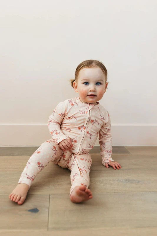 Bamboo Convertible Footie Romper - Ditsy Bow - Image 3