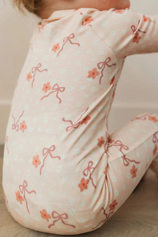 Bamboo Convertible Footie Romper - Ditsy Bow - Image 4