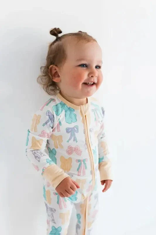 Bamboo Convertible Footie Romper - Easter Bows - Image 2