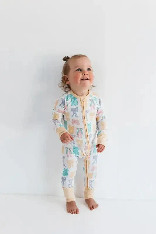 Bamboo Convertible Footie Romper - Easter Bows - Image 3