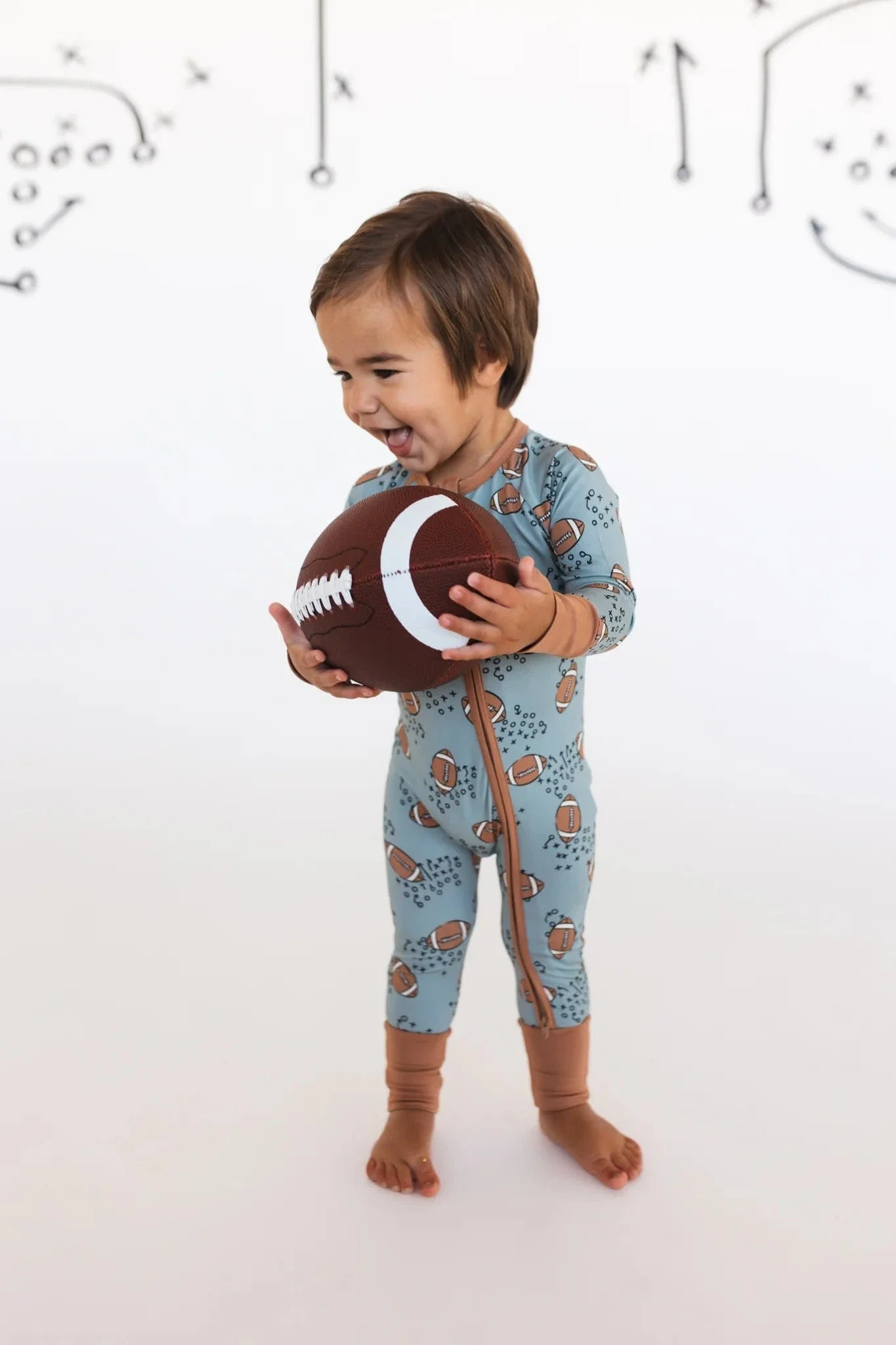 Bamboo Convertible Footie Romper - Green Football - Image 2