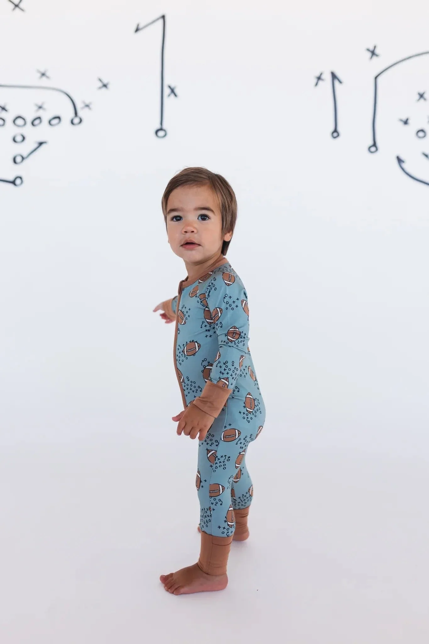 Bamboo Convertible Footie Romper - Green Football - Image 3
