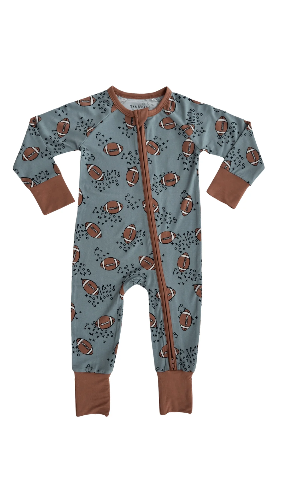 Bamboo Convertible Footie Romper - Green Football - Image 4