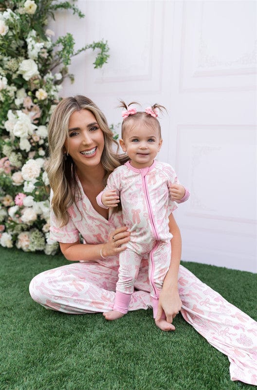 Bamboo Convertible Footie Romper - Spring Floral Bows - Image 2