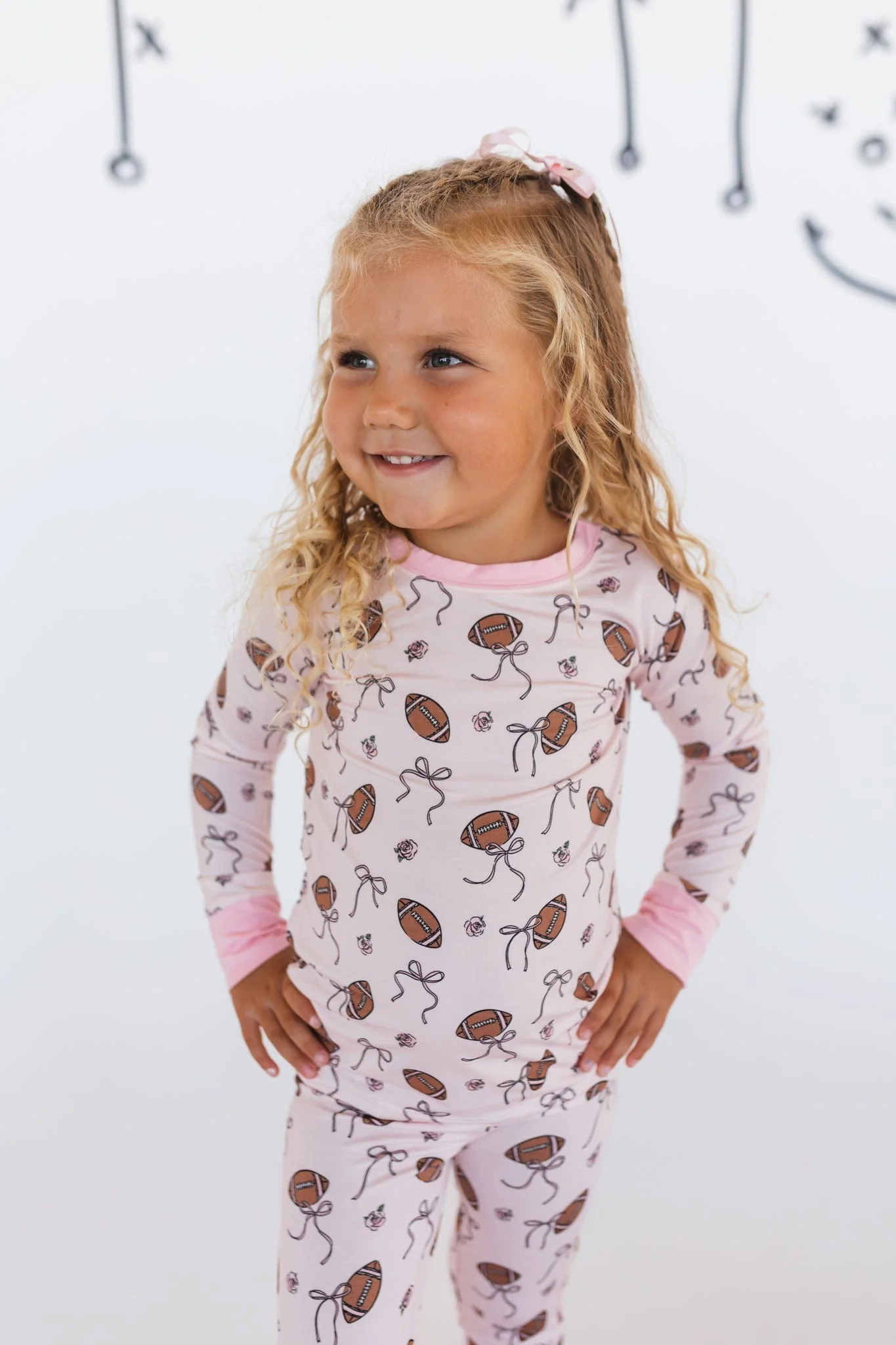 Bamboo Long Sleeve Pajama Set - Blush Football - Image 2